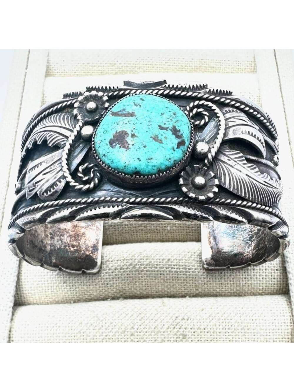 Vintage Native American Turquoise Sterling Silver Cuff Bracelet 105 Grams